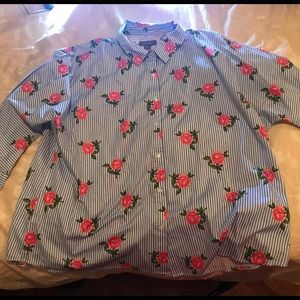 Primark Striped Rose button down shirt size 16